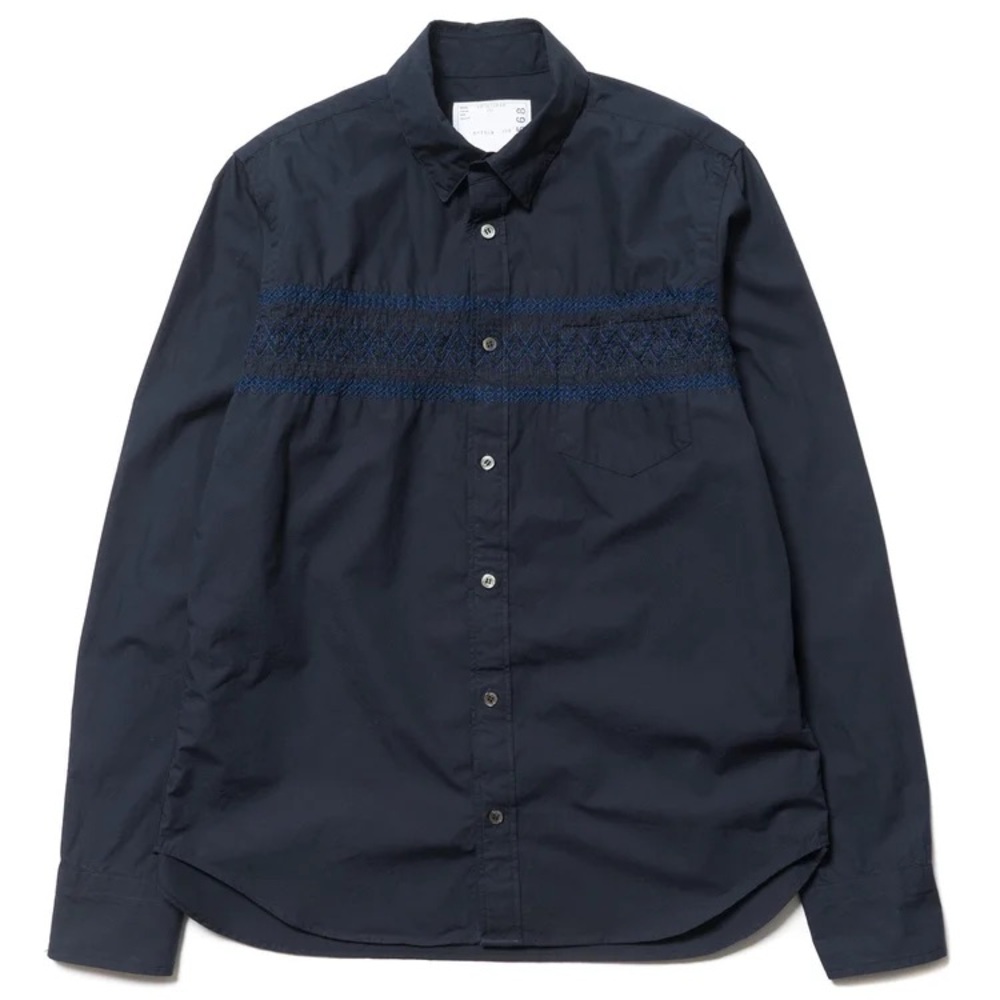 SACAI Japan Embroidered Button Shirt Navy